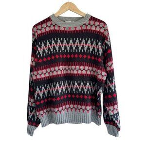 Vintage 90s Steep Slopes Men's Sz L Black Red Gray Pullover Sweater